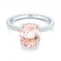 18k White Gold 18k White Gold Custom Morganite And Pave Diamond Engagement Ring - Flat View -  102749 - Thumbnail