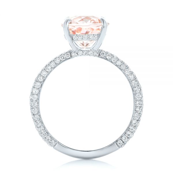 18k White Gold 18k White Gold Custom Morganite And Pave Diamond Engagement Ring - Front View -  102749