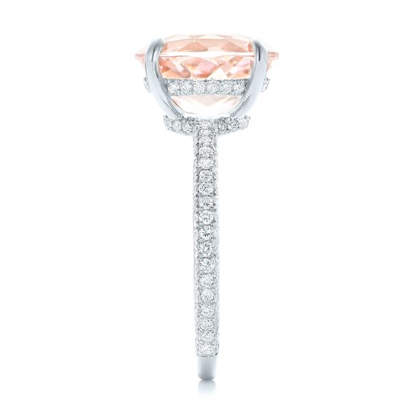 14k White Gold 14k White Gold Custom Morganite And Pave Diamond Engagement Ring - Side View - 102749