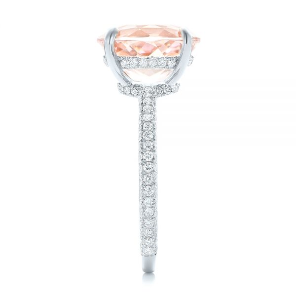  Platinum Platinum Custom Morganite And Pave Diamond Engagement Ring - Side View -  102749