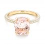 14k Yellow Gold 14k Yellow Gold Custom Morganite And Pave Diamond Engagement Ring - Flat View -  102749 - Thumbnail