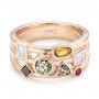14k Rose Gold 14k Rose Gold Custom Multi-color Gemstones Engagement Ring - Flat View -  102857 - Thumbnail