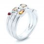 18k White Gold 18k White Gold Custom Multi-color Gemstones Engagement Ring - Three-Quarter View -  102857 - Thumbnail