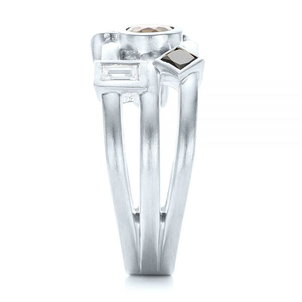 18k White Gold 18k White Gold Custom Multi-color Gemstones Engagement Ring - Side View - 102857