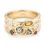 14k Yellow Gold Custom Multi-color Gemstones Engagement Ring - Flat View -  102857 - Thumbnail