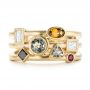 14k Yellow Gold Custom Multi-color Gemstones Engagement Ring - Top View -  102857 - Thumbnail