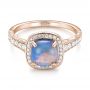 14k Rose Gold 14k Rose Gold Custom Opal And Diamond Halo Engagement Ring - Flat View -  103648 - Thumbnail