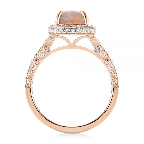 14k Rose Gold 14k Rose Gold Custom Opal And Diamond Halo Engagement Ring - Front View -  103648