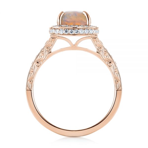 14k Rose Gold 14k Rose Gold Custom Opal And Diamond Halo Engagement Ring - Front View -  103648