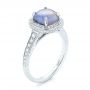  Platinum Custom Opal And Diamond Halo Engagement Ring - Three-Quarter View -  103648 - Thumbnail