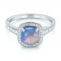  Platinum Custom Opal And Diamond Halo Engagement Ring - Flat View -  103648 - Thumbnail