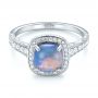 18k White Gold 18k White Gold Custom Opal And Diamond Halo Engagement Ring - Flat View -  103648 - Thumbnail