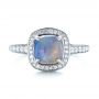  Platinum Custom Opal And Diamond Halo Engagement Ring - Top View -  103648 - Thumbnail