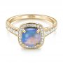 18k Yellow Gold 18k Yellow Gold Custom Opal And Diamond Halo Engagement Ring - Flat View -  103648 - Thumbnail