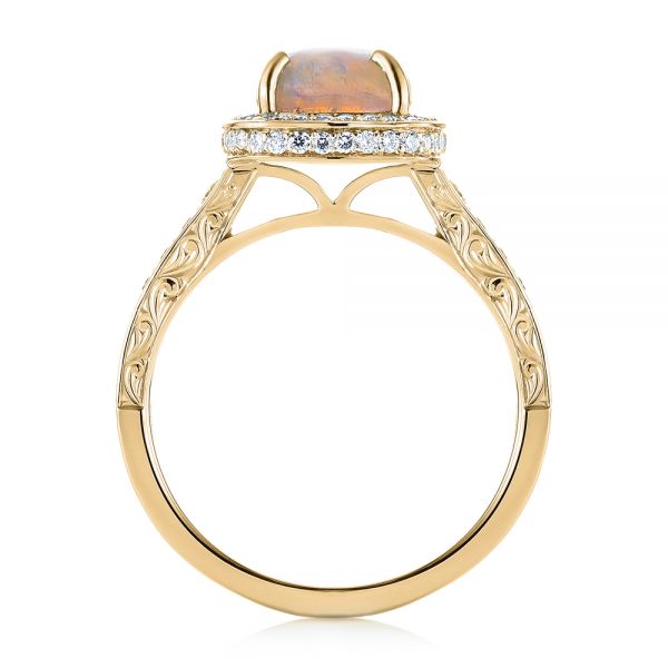 14k Yellow Gold 14k Yellow Gold Custom Opal And Diamond Halo Engagement Ring - Front View -  103648