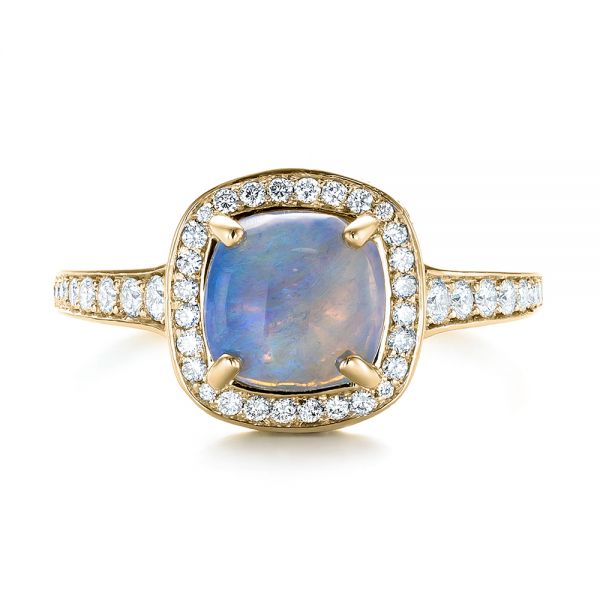 14k Yellow Gold 14k Yellow Gold Custom Opal And Diamond Halo Engagement Ring - Top View -  103648