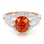 14k Rose Gold And Platinum 14k Rose Gold And Platinum Custom Orange Sapphire Engagement Ring - Flat View -  100117 - Thumbnail