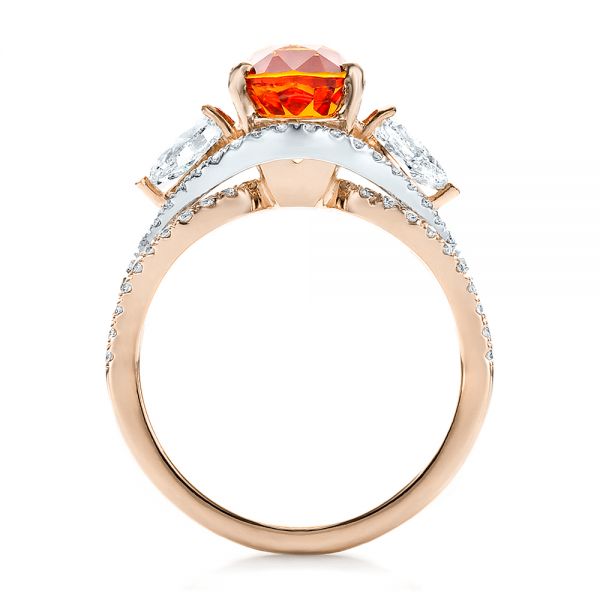 14k Rose Gold And Platinum 14k Rose Gold And Platinum Custom Orange Sapphire Engagement Ring - Front View -  100117