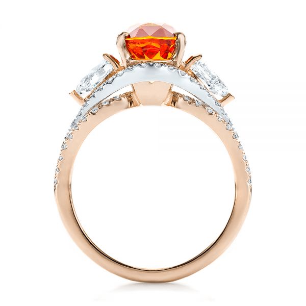 18k Rose Gold And 14K Gold 18k Rose Gold And 14K Gold Custom Orange Sapphire Engagement Ring - Front View - 100117