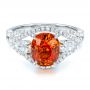 14k White Gold And 18K Gold 14k White Gold And 18K Gold Custom Orange Sapphire Engagement Ring - Flat View -  100117 - Thumbnail