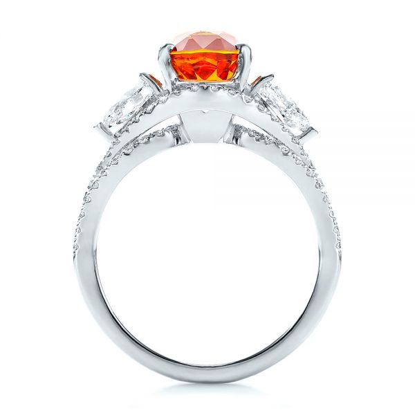18k White Gold And Platinum 18k White Gold And Platinum Custom Orange Sapphire Engagement Ring - Front View -  100117