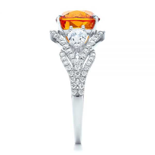 14k White Gold And 18K Gold 14k White Gold And 18K Gold Custom Orange Sapphire Engagement Ring - Side View -  100117