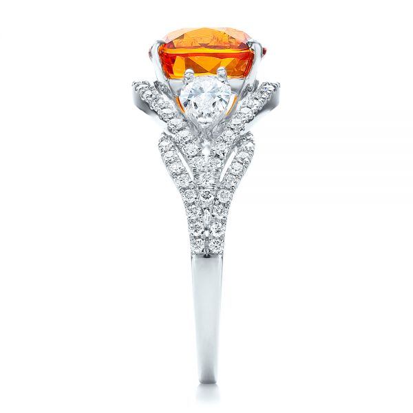 18k White Gold And 18K Gold 18k White Gold And 18K Gold Custom Orange Sapphire Engagement Ring - Side View - 100117