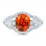 14k White Gold And 18K Gold 14k White Gold And 18K Gold Custom Orange Sapphire Engagement Ring - Top View -  100117 - Thumbnail