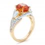14k Yellow Gold And Platinum 14k Yellow Gold And Platinum Custom Orange Sapphire Engagement Ring - Three-Quarter View -  100117 - Thumbnail