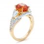 18k Yellow Gold And 14K Gold 18k Yellow Gold And 14K Gold Custom Orange Sapphire Engagement Ring - Three-Quarter View -  100117 - Thumbnail