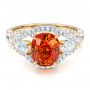 14k Yellow Gold And 14K Gold Custom Orange Sapphire Engagement Ring - Flat View -  100117 - Thumbnail