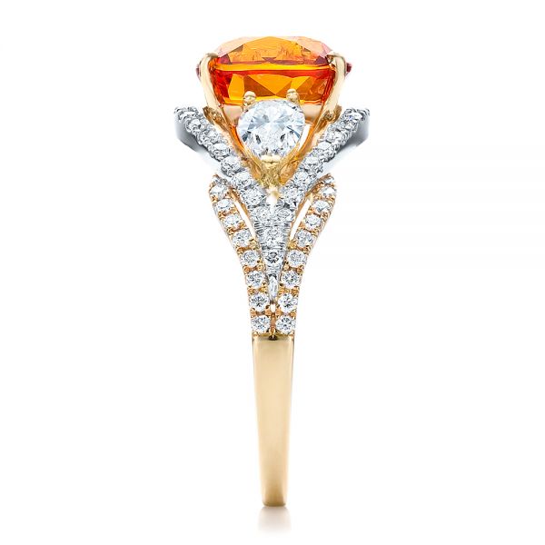 14k Yellow Gold And 18K Gold 14k Yellow Gold And 18K Gold Custom Orange Sapphire Engagement Ring - Side View -  100117