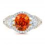 14k Yellow Gold And 14K Gold Custom Orange Sapphire Engagement Ring - Top View -  100117 - Thumbnail