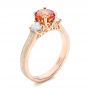 14k Rose Gold Custom Orange Sapphire And Diamond Mokume Engagement Ring - Three-Quarter View -  102104 - Thumbnail