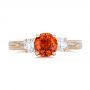 14k Rose Gold Custom Orange Sapphire And Diamond Mokume Engagement Ring - Top View -  102104 - Thumbnail