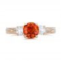 18k Rose Gold 18k Rose Gold Custom Orange Sapphire And Diamond Mokume Engagement Ring - Top View -  102104 - Thumbnail