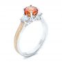 14k White Gold And 14K Gold Custom Orange Sapphire And Diamond Mokume Engagement Ring