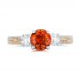  Platinum Platinum Custom Orange Sapphire And Diamond Mokume Engagement Ring - Top View -  102104 - Thumbnail