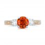  Platinum Platinum Custom Orange Sapphire And Diamond Mokume Engagement Ring - Top View -  102104 - Thumbnail