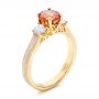 18k Yellow Gold And 14K Gold Custom Orange Sapphire And Diamond Mokume Engagement Ring