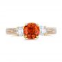 14k Yellow Gold 14k Yellow Gold Custom Orange Sapphire And Diamond Mokume Engagement Ring - Top View -  102104 - Thumbnail