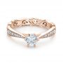 18k Rose Gold 18k Rose Gold Custom Organic Diamond Engagement Ring - Flat View -  100652 - Thumbnail