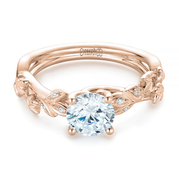 18k Rose Gold 18k Rose Gold Custom Organic Diamond Engagement Ring - Flat View - 102313