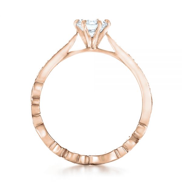 18k Rose Gold 18k Rose Gold Custom Organic Diamond Engagement Ring - Front View -  100652