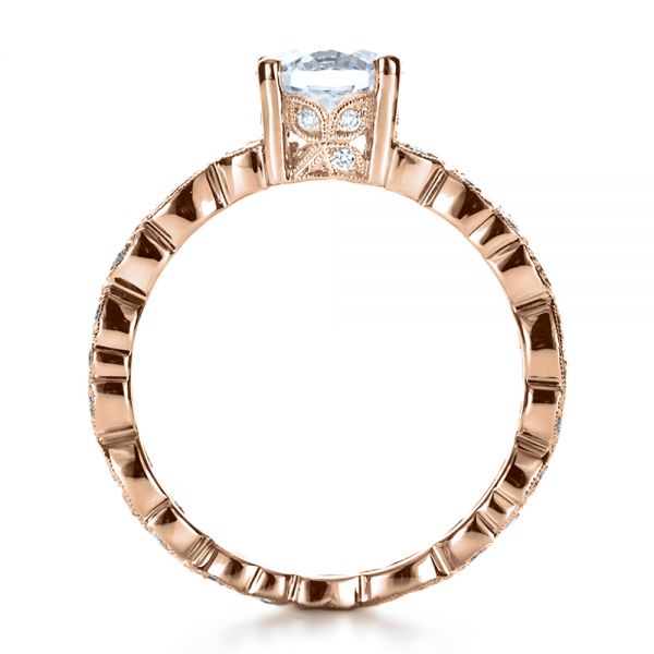 14k Rose Gold 14k Rose Gold Custom Organic Diamond Engagement Ring - Front View -  1173