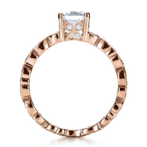 14k Rose Gold 14k Rose Gold Custom Organic Diamond Engagement Ring - Front View - 1173