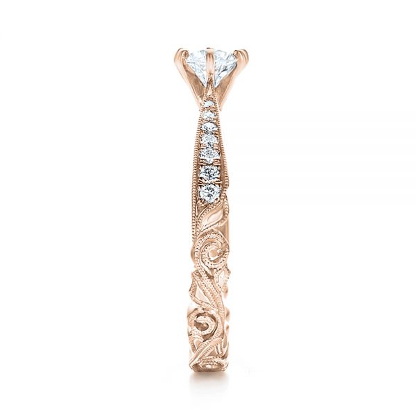 14k Rose Gold 14k Rose Gold Custom Organic Diamond Engagement Ring - Side View - 100652