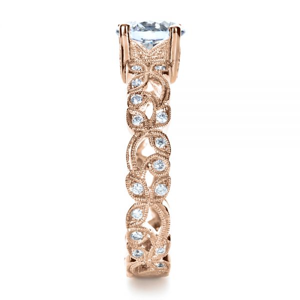 18k Rose Gold 18k Rose Gold Custom Organic Diamond Engagement Ring - Side View -  1173