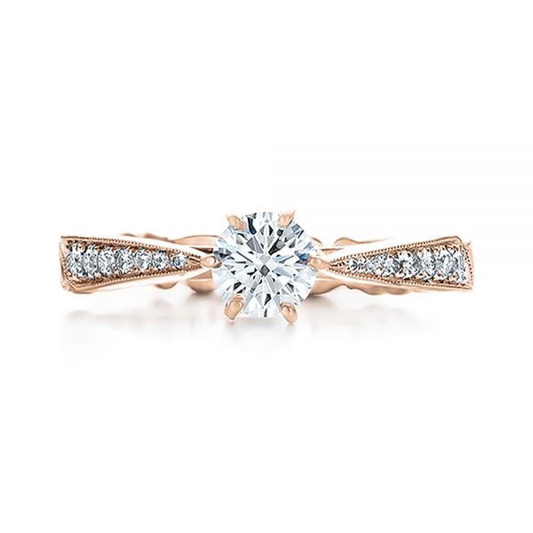14k Rose Gold 14k Rose Gold Custom Organic Diamond Engagement Ring - Top View -  100652