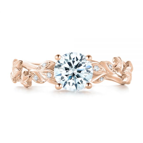 18k Rose Gold 18k Rose Gold Custom Organic Diamond Engagement Ring - Top View - 102313